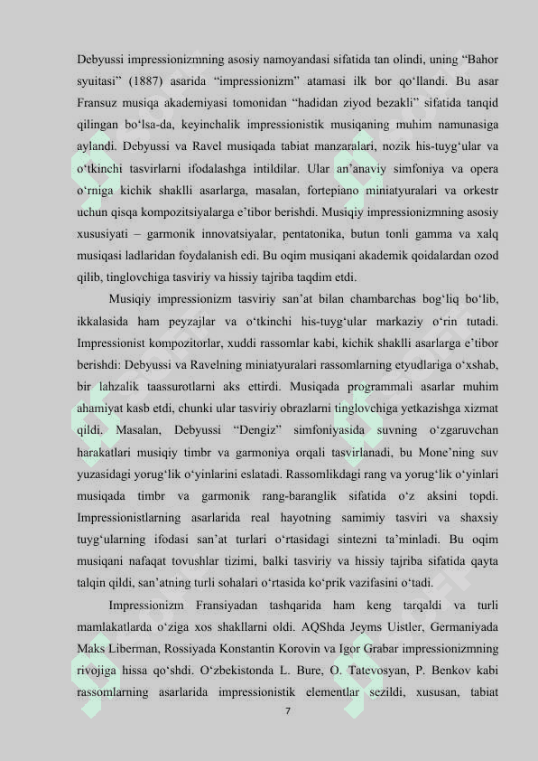 MUSIQIY IMPRESSIONIZM DUNYONING YANGI BADIIY YO‘NALISHI SIFATIDA 7