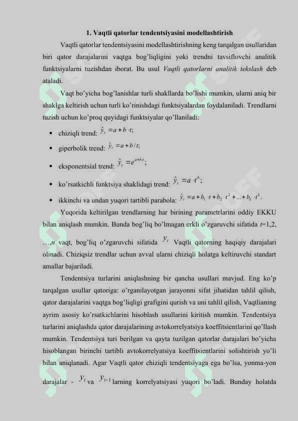 Vaqtlarqatorlar  turlari (trend modellari) 2