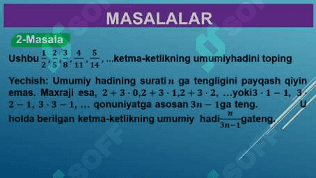 Sonli ketma-ketliklar. Arifmetik progressiya va uning xossalari 4