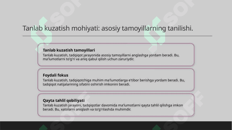 Tanlab kuzatish mohiyati zaruriyati va maqsadi 1 3