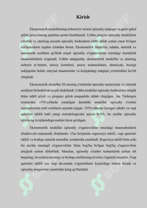 Ekonometrik modellarning axborot ta minoti 2
