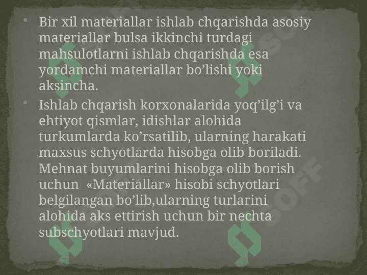 asosiy xo'jalik jarayonlarini hisobga olish 7