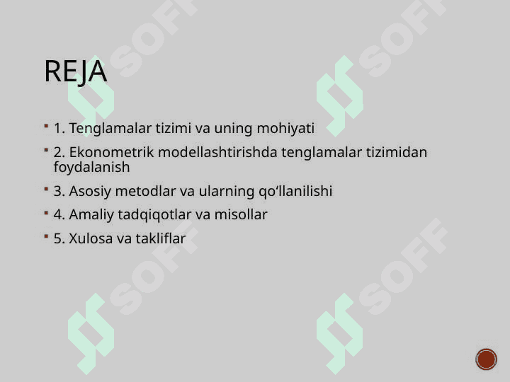 TENGLAMALAR TIZIMI KO‘RINISHDAGI EKONOMETRIK MODEL 2