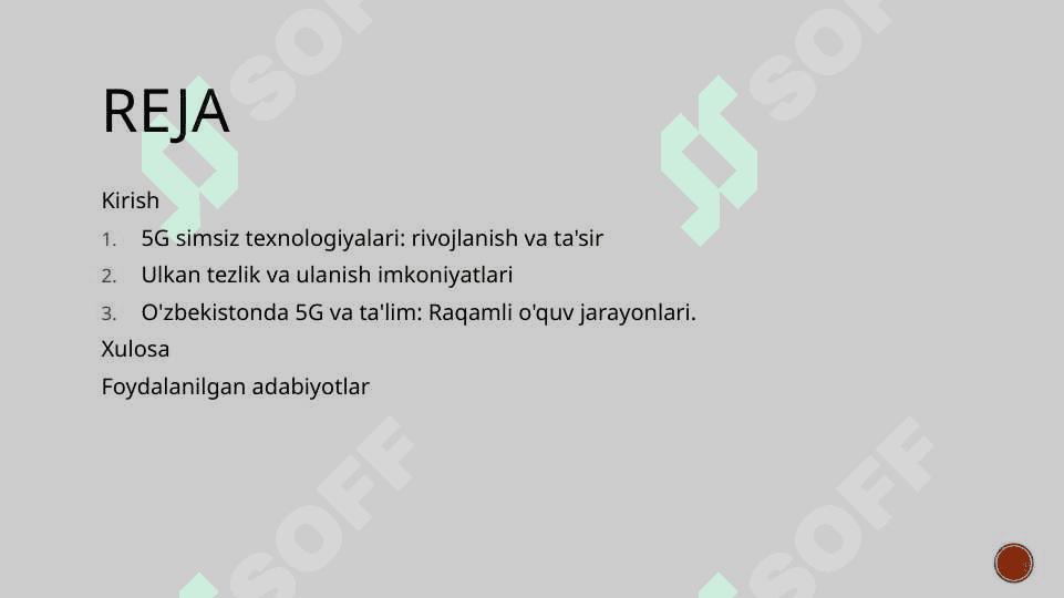 Simsiz texnalogiyalar 5G 2