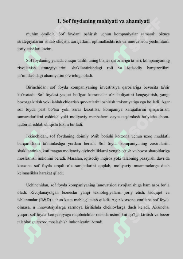 Sof foyda va uni oshirish imkoniyatlarini aniqlash taxlili 3