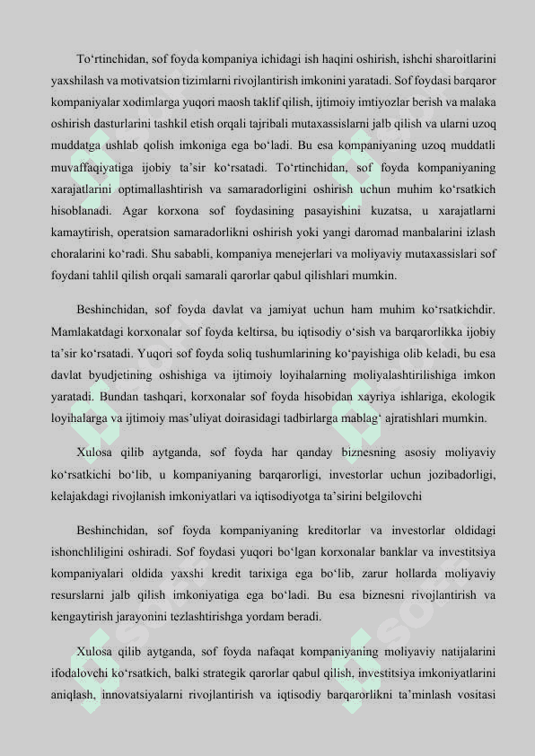 Sof foyda va uni oshirish imkoniyatlarini aniqlash taxlili 4