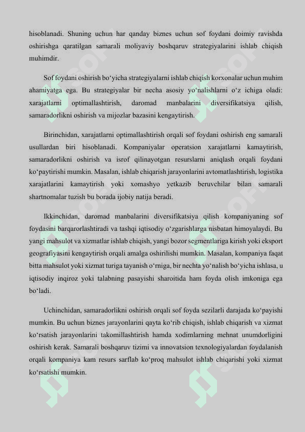 Sof foyda va uni oshirish imkoniyatlarini aniqlash taxlili 5