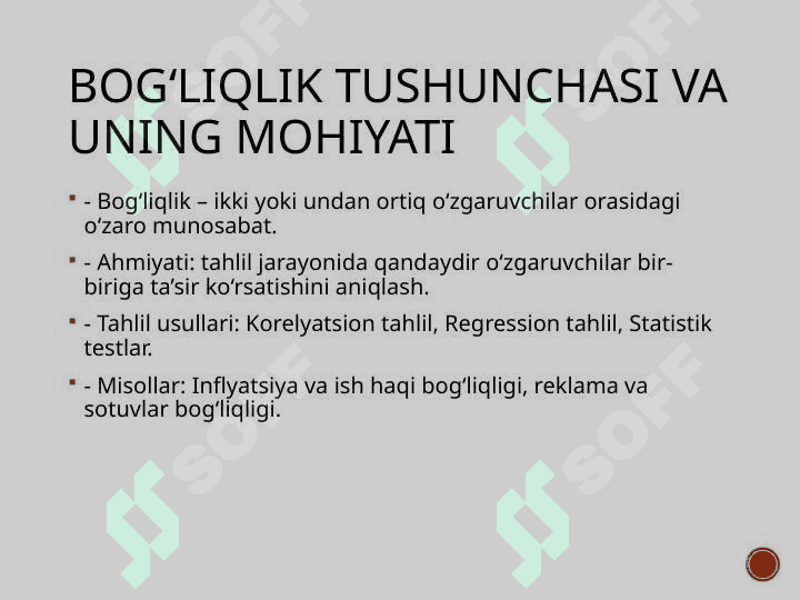 Bog‘liqliklar turlarini o‘rganish 4