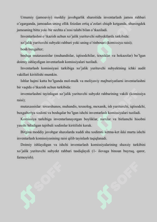 Inventarizatsiya o'tkazishga qo'yiladigan talablar 6
