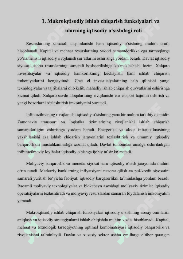 Makroiqtisodiy ishlab chiqarish funksiyalari asosida respublikada barqaror iqtisodiy oʻsishni modellashtirish 3