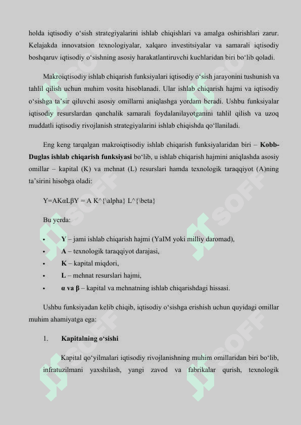 Makroiqtisodiy ishlab chiqarish funksiyalari asosida respublikada barqaror iqtisodiy oʻsishni modellashtirish 4