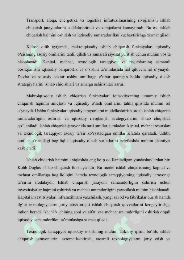 Makroiqtisodiy ishlab chiqarish funksiyalari asosida respublikada barqaror iqtisodiy oʻsishni modellashtirish 6