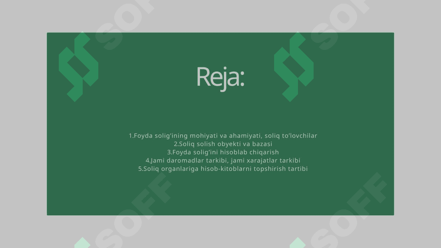 Foyda silig'i hisobi 2