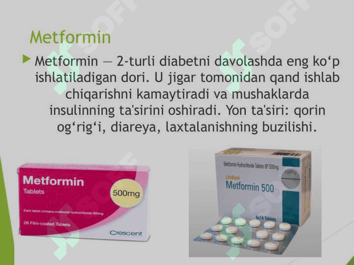 Qandsiz diabetda ishlatiladigan dori vositalari 3