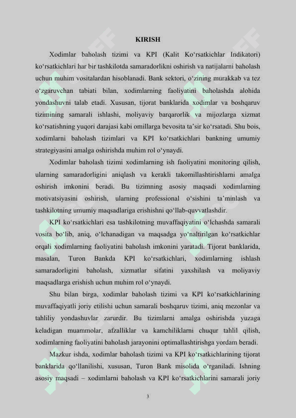 Xodimlar baholash yo'llari va kpi ko'rsatkichlarining tijorat banklarida qo'llanishi (turon bank misolida) 3
