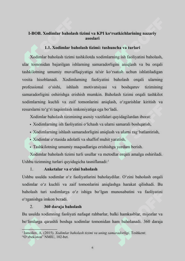 Xodimlar baholash yo'llari va kpi ko'rsatkichlarining tijorat banklarida qo'llanishi (turon bank misolida) 6