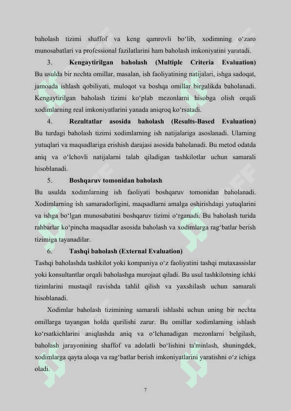 Xodimlar baholash yo'llari va kpi ko'rsatkichlarining tijorat banklarida qo'llanishi (turon bank misolida) 7