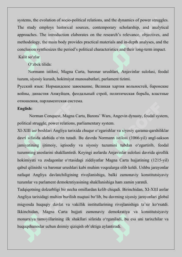XI-XIII asr boshlarida Angliyada siyosiy kurash tarixiga oid ilmiy tadqiqotlar  25 2