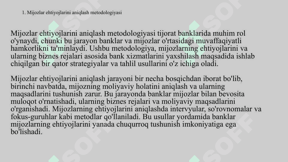 TIJORAT BANKLARIDA MIJOZLARNING BEZNIS REJASINI TAHLIL QILISH 3