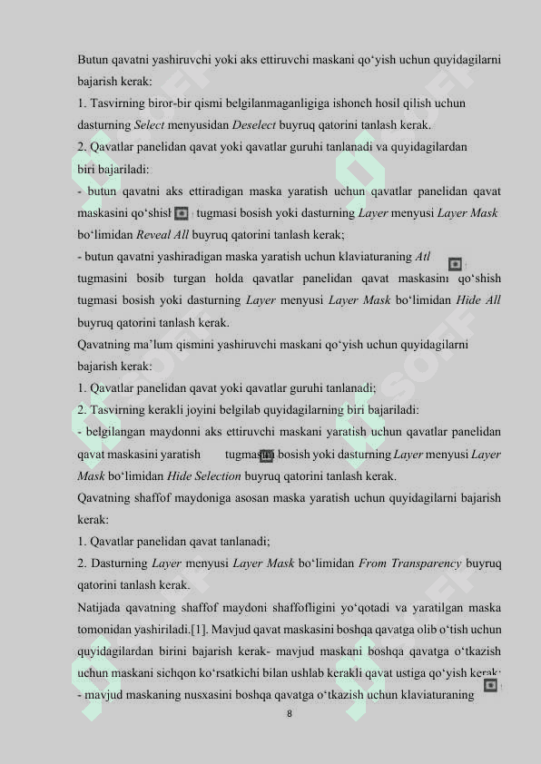 Adobe Photoshop dasturida  maskalar, qatlamlar, ob'ektlar va matn bilash ishlash ko‘nikmasini shakllantirish 8