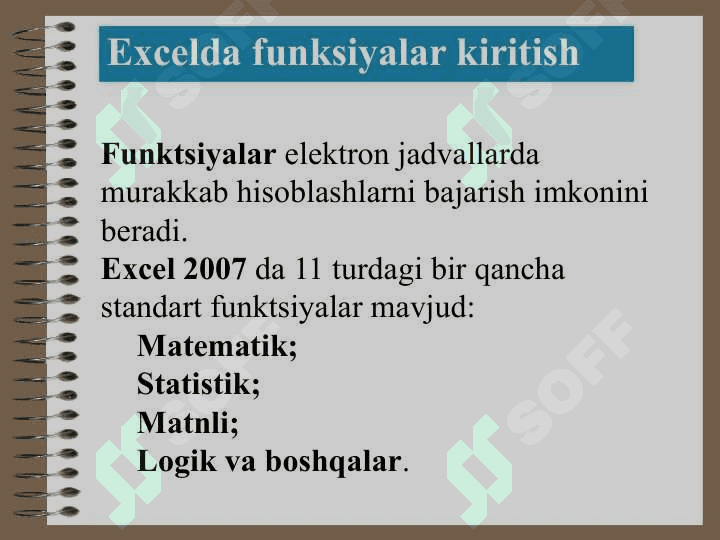 Excelda formulalar bajarilish ketma-ketligi 3