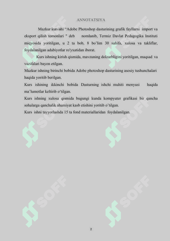 Adobe Photoshop dasturining grafik fayllarni  import va eksport qilish tomonlari 2