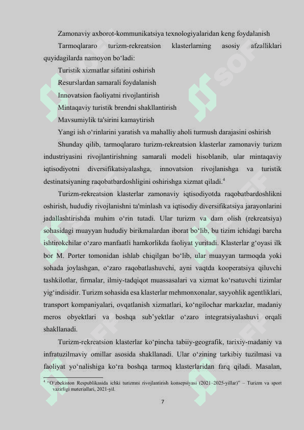O‘zbekistonda tarmoqlararo turizm-rekreatsion klasterlarni rivojlantirish. 7