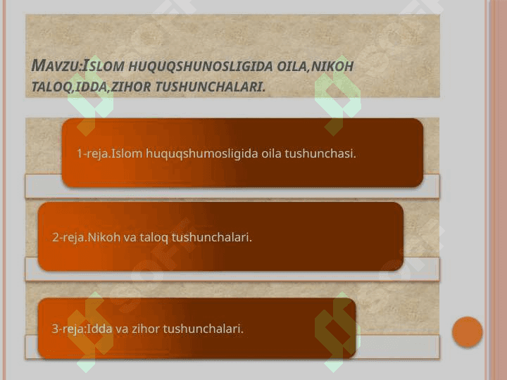 Islom huquqshunosligida oilanikoh taloq, idda, zihor tushunchalari 2