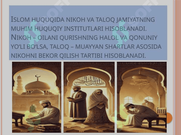 Islom huquqshunosligida oilanikoh taloq, idda, zihor tushunchalari 8