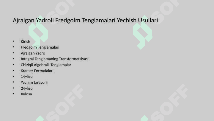 Ajralgan yadroli Fredgolm integral tenglamalarini yechish usullari.Bir argumentli funksiya uchun 2