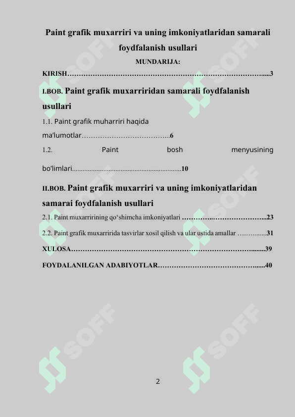 Paint grafik muxarriri va uning imkoniyatlaridan samarali foydfalanish usullari 2