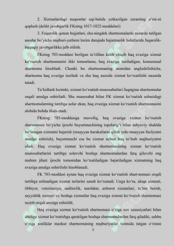 Haq evaziga xizmat koʻrsatish 5