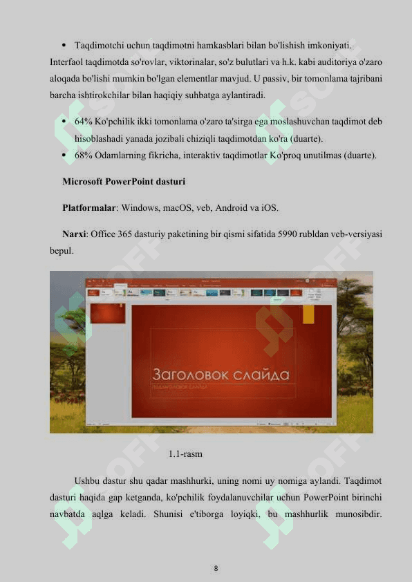 Kompyuter grafikasi bilan ishlovchi dastur va ularning imkoniyatlari 8