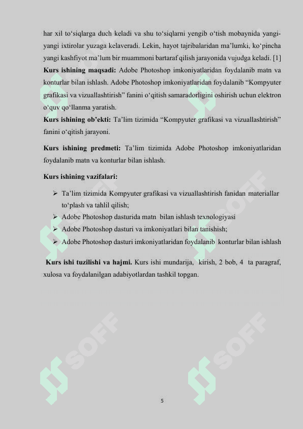 Adobe Photoshop dasturida matn va kontur bilan ishlash texnologiyasi 5