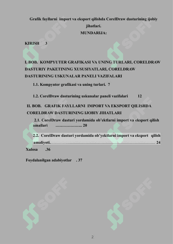 Grafik fayllarni  import va eksport qilishda CorelDraw dasturining ijobiy jihatlari 2