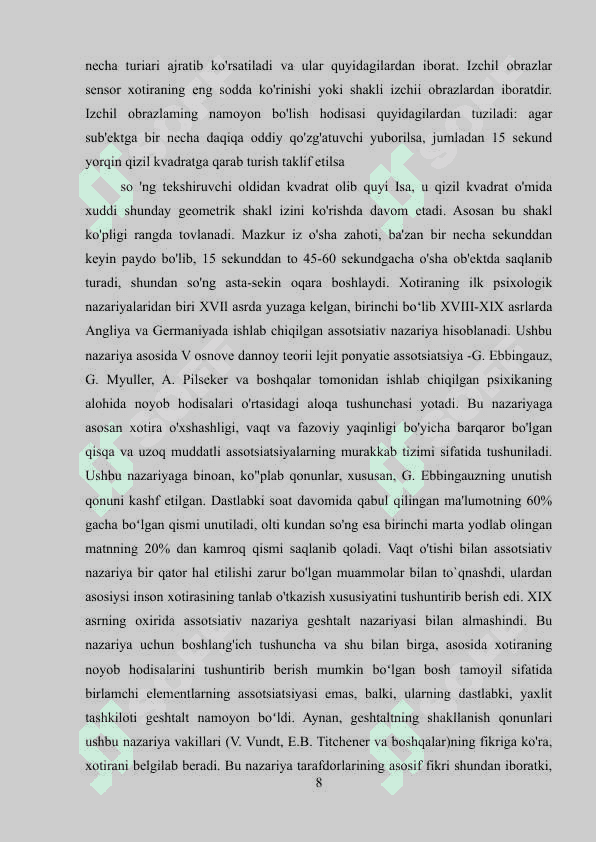A.A.SMIRNOVNING XOTIRANI O’RGANISHGA DOIR IZLANISHLARI 8