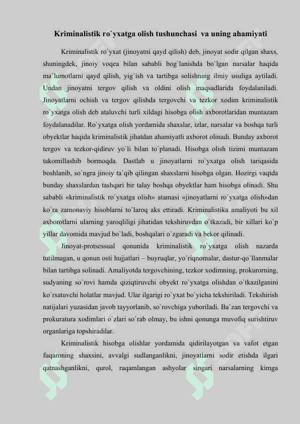 Kriminalistik ro`yxatga olish 2