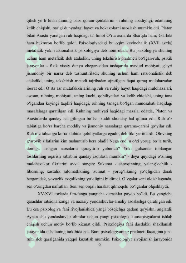 PSIXOLOGIK G’OYALARNING RIVOJLANISHI 6