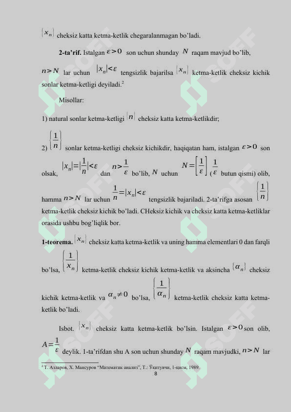 Bir tomonli limitlar. Ikkinchi ajoyib limit” mavzusidagi 8