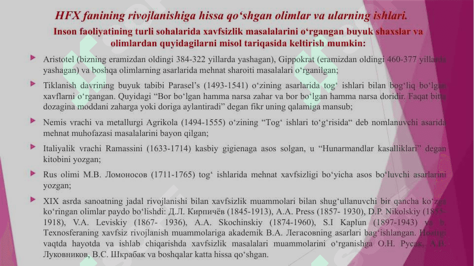 Hayot faoliyati xavfsizligi asoslari 8