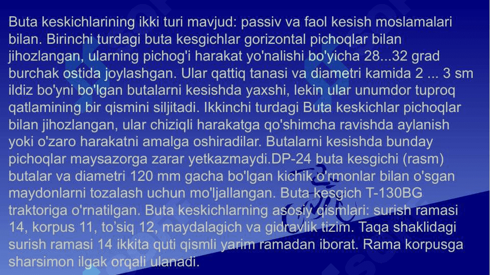 Kundakovlar va buta keskichlar 2