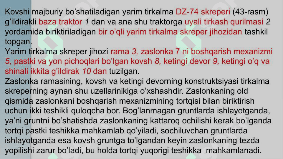 Yarim tirkalma skreper jihozlari 2