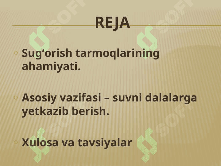 Sug'orish tarmoqlarining tarkibiy qismlari va ularning suv o'tkazish qobiliyatini aniqlash 2
