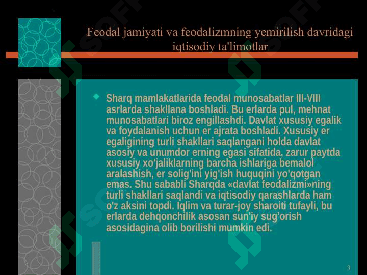 Arab davlatlarida feodalizm davridagi iqtisodiy g`oyalar 3