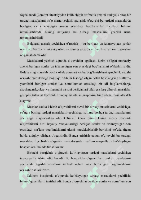 Birinchi sinfda sodda masalalar yechishga o'rgatish 6