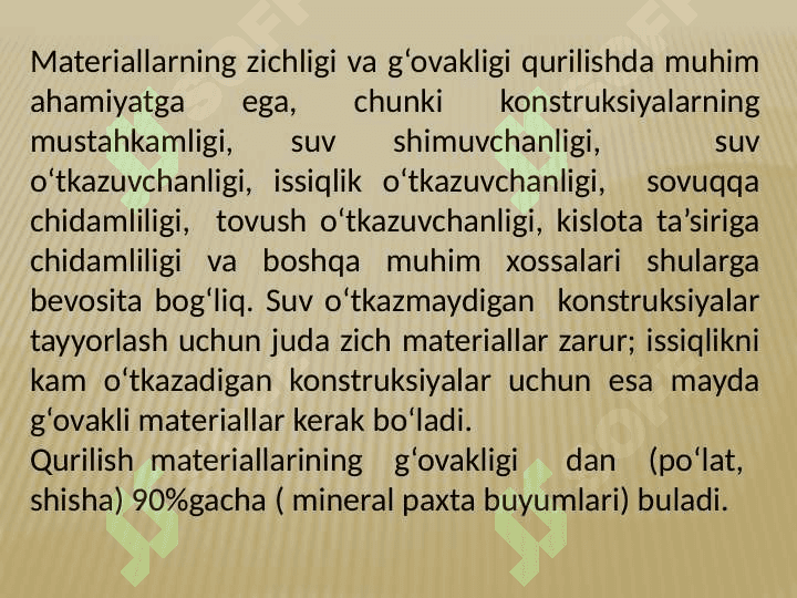 Qurilish materiallarining asosiy xossalari 4