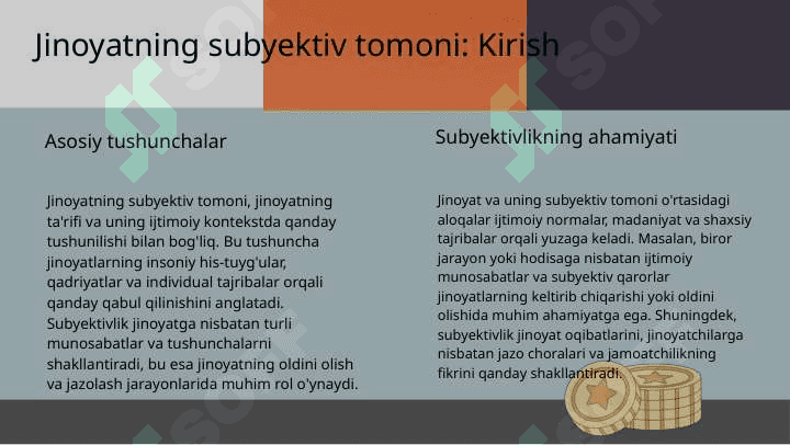 Jinoyatning subyektiv tomonini tushunchasi 3