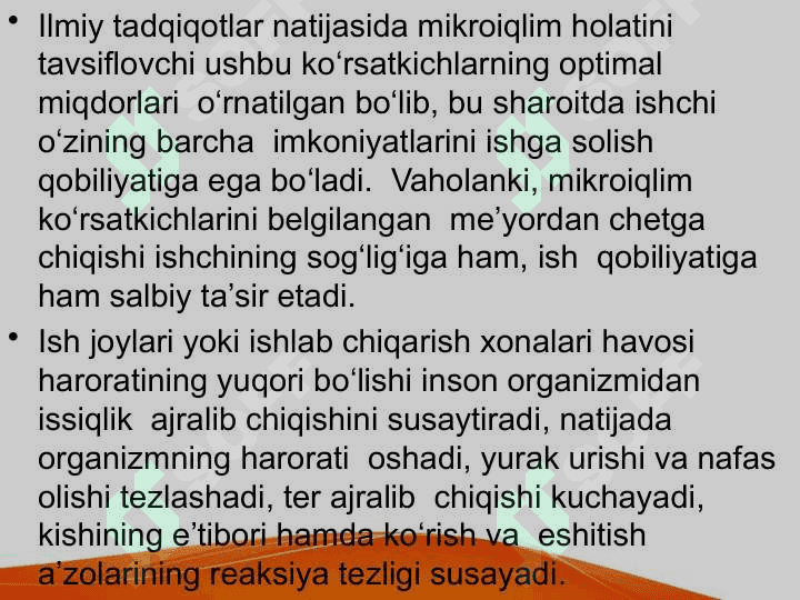 Ishlab chiqarish binolarida meterologik sharoitlari va isitish 4