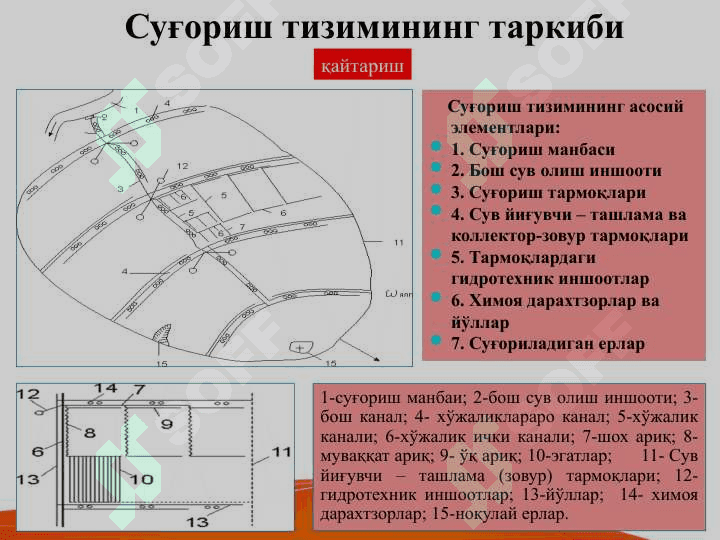 Sug'orish tizimidagi yo'l tarmoqlari va himoya daraxtlari . Суғориш тизимидаги йўл тармоқлари ва ҳимоя дарахтлари 3