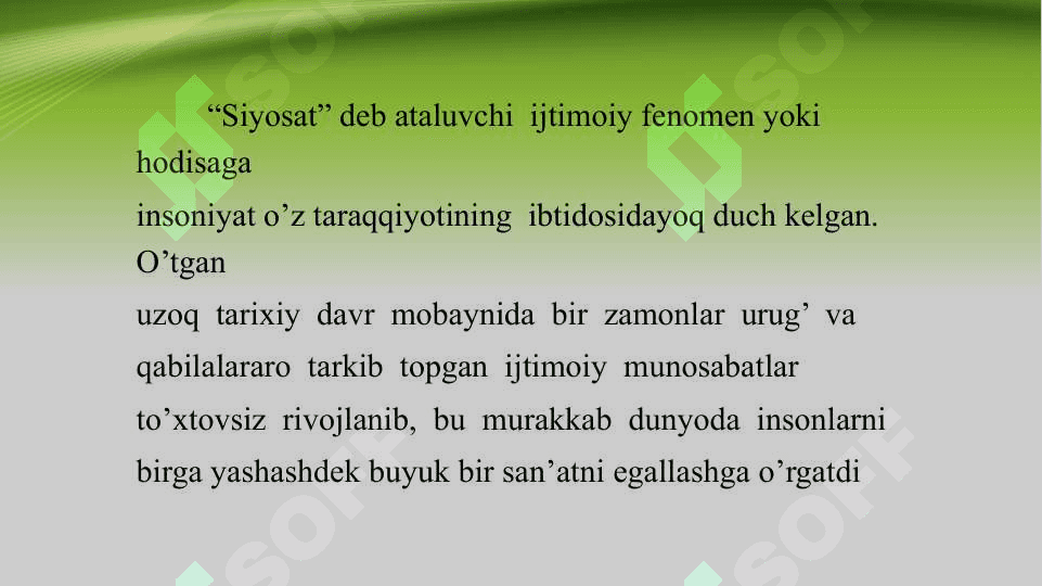 O’zbekistonda demokratik jamiyat qurish nazariyasi va amaliyoti fanining predmeti, maqsadi va vazifalari . Siyosatshunoslik 5